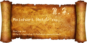 Meinhart Hetény névjegykártya